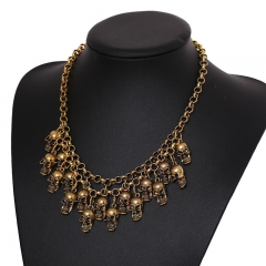 Wholesale Jewelry Exaggerated Alloy Ghost Head Multi-layered Necklace