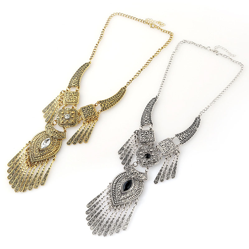 Wholesale Jewelry Fashion Vintage Simple Horse Eye With Diamond Tassel Necklace