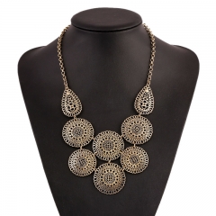 Wholesale Jewelry Vintage Round Hollow Necklace Fashionable And Versatile