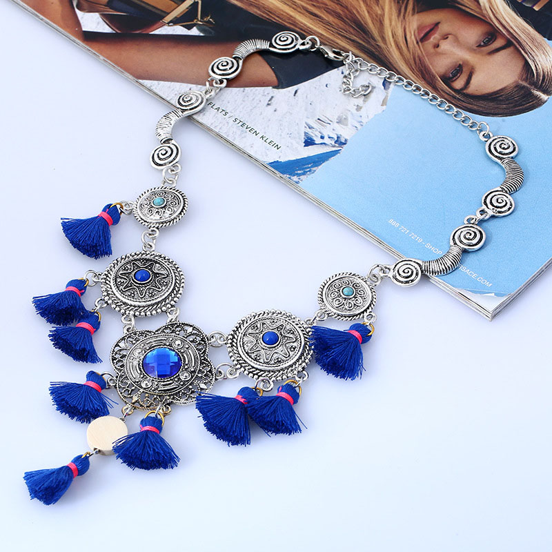 Wholesale Jewelry Fashion Vintage Alloy Hollow Long Tassel Necklace Sweater Chain