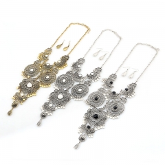 Wholesale Jewelry Vintage Long Tassel Shaped Gemstone Necklace Sweater Chain