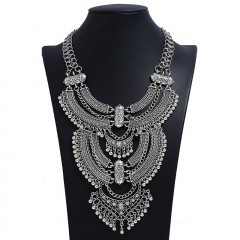 Wholesale Jewelry Exaggerated Vintage Carved Necklace Long Multi-layered Collarbone Chain