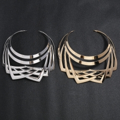 Wholesale Jewelry Metal Exaggerated Big Brand Glossy Multi-layer Braided Necklace