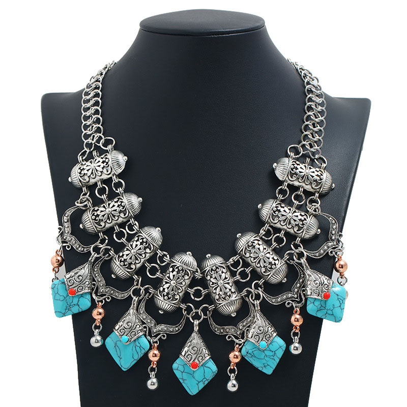 Wholesale Jewelry Exaggerated Vintage Turquoise Necklace