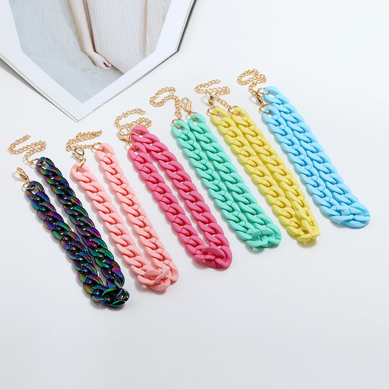 Wholesale Jewelry Personalized Exaggerated Candy-colored Necklace Twist Acrylic Acetate Chain