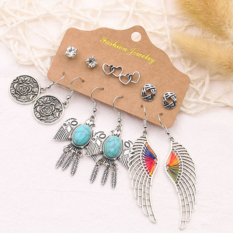 Popular Earrings 6-piece Set Of Leaves Wings Geometric Tassel Earrings Supplier