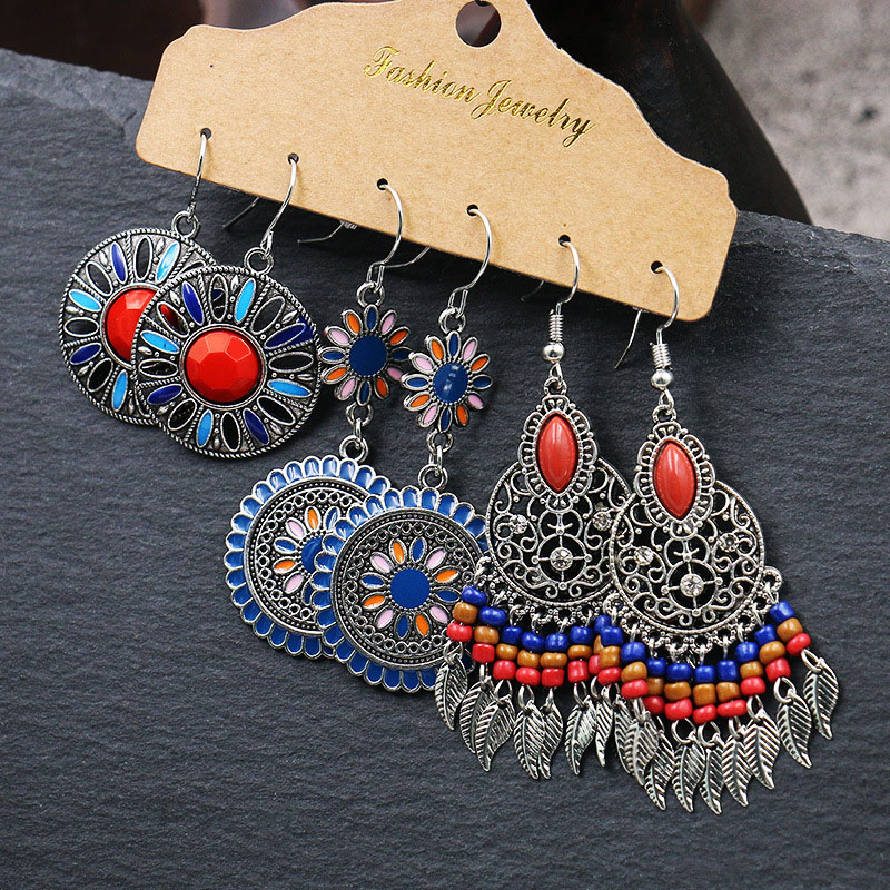 Wholesale Set Of Fashion Creative Teardrop-shaped Alloy Earrings