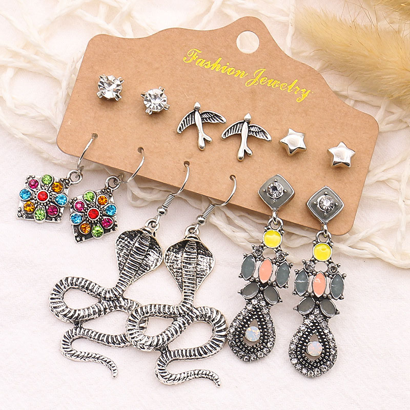 Earrings 6-piece Set Combination Snake Owl Ocean Series Supplier