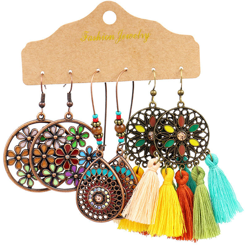 Wholesale 3-piece Set Of Bohemian Fashion Tassel Earrings