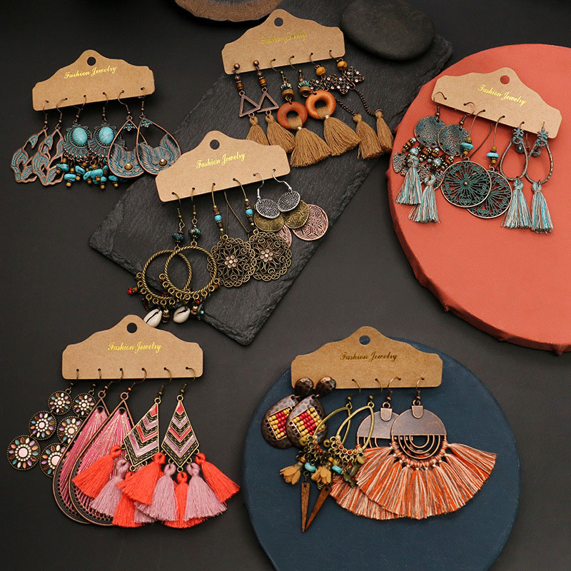 Exaggerated Vintage Earring Set Fashion Ethnic Wind Trend 3 Pairs Combination Supplier