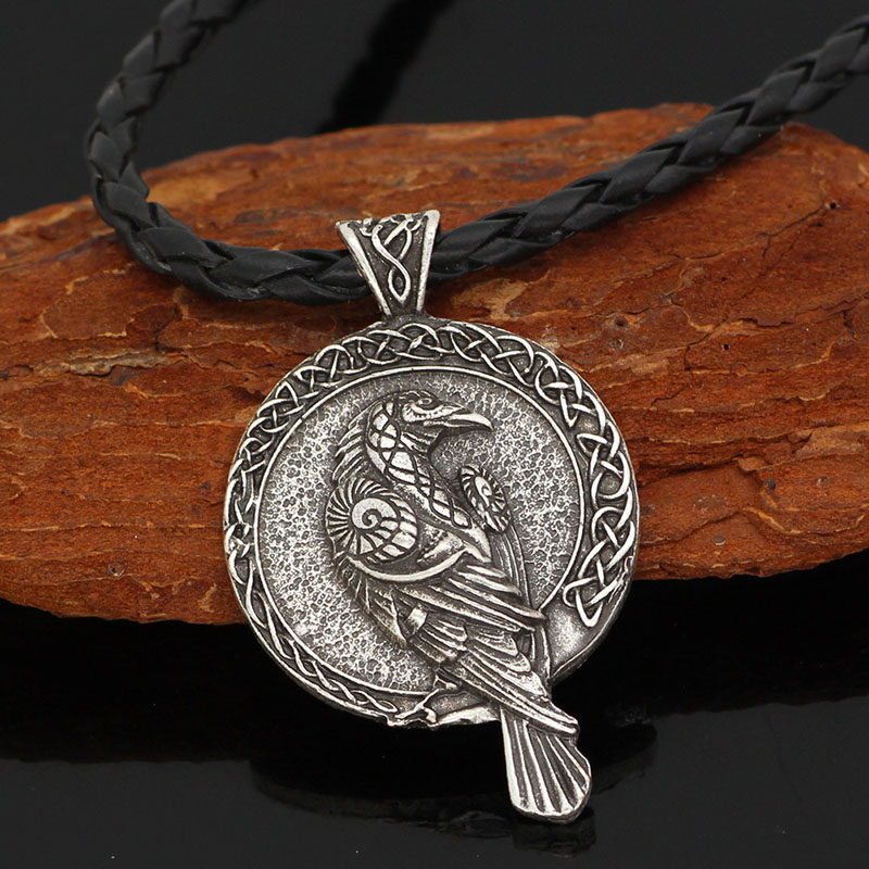 Wholesale Nordic Mythology Viking Odin Raven Pendant Vintage Necklace