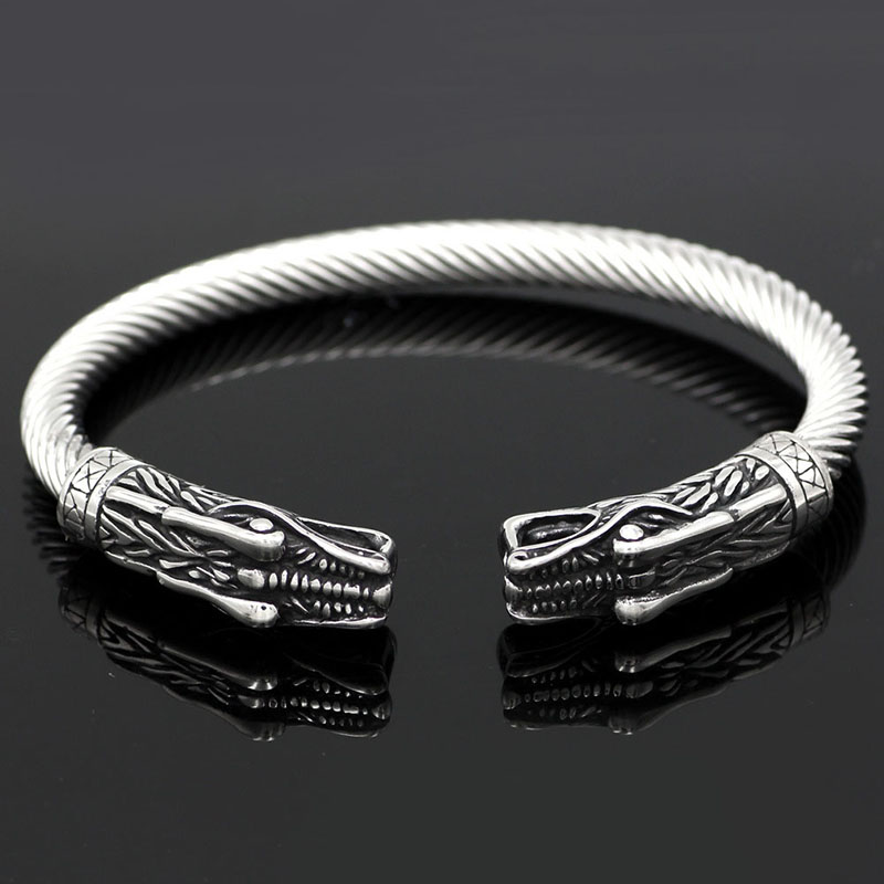 Wholesale Nordic Mythology Viking Vintage Double-headed Dragon Adjustable Bracelet