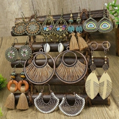 Fashion Round Earrings Ethnic Style Tassel Leather Shell Earrings Supplier