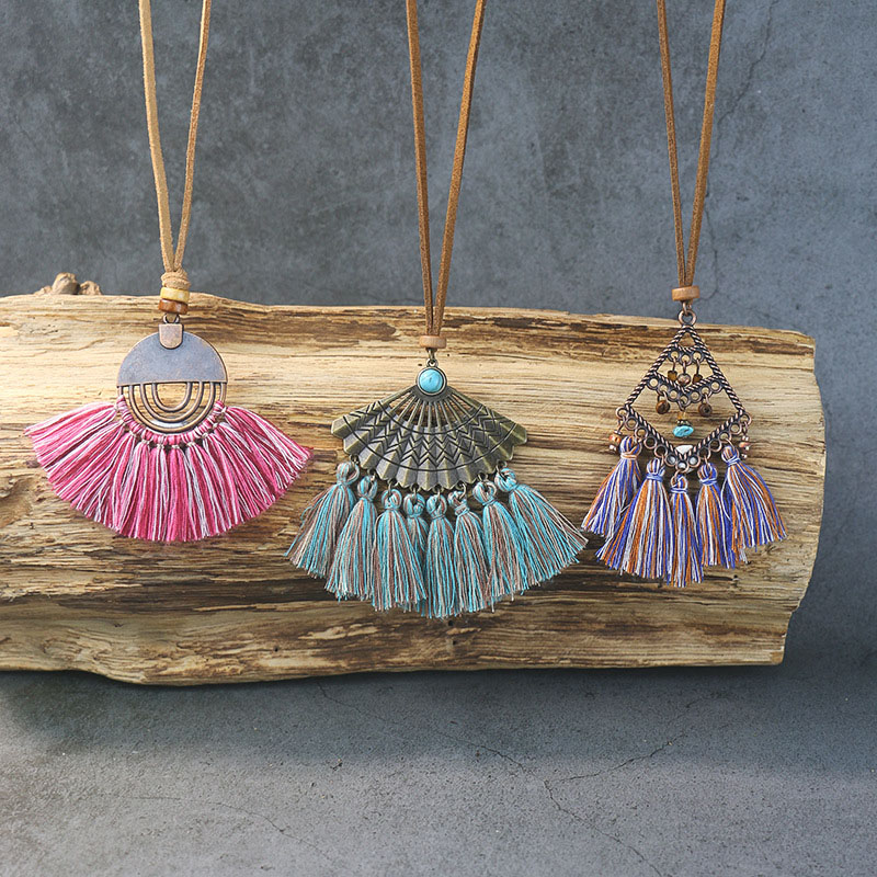 Fringe Pendant Ethnic Wind Vintage Long Exaggerated Necklace Set Of 3 Supplier