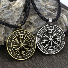 Wholesale Nordic Viking Lunavin Odin Symbol Compass Pendant Necklace