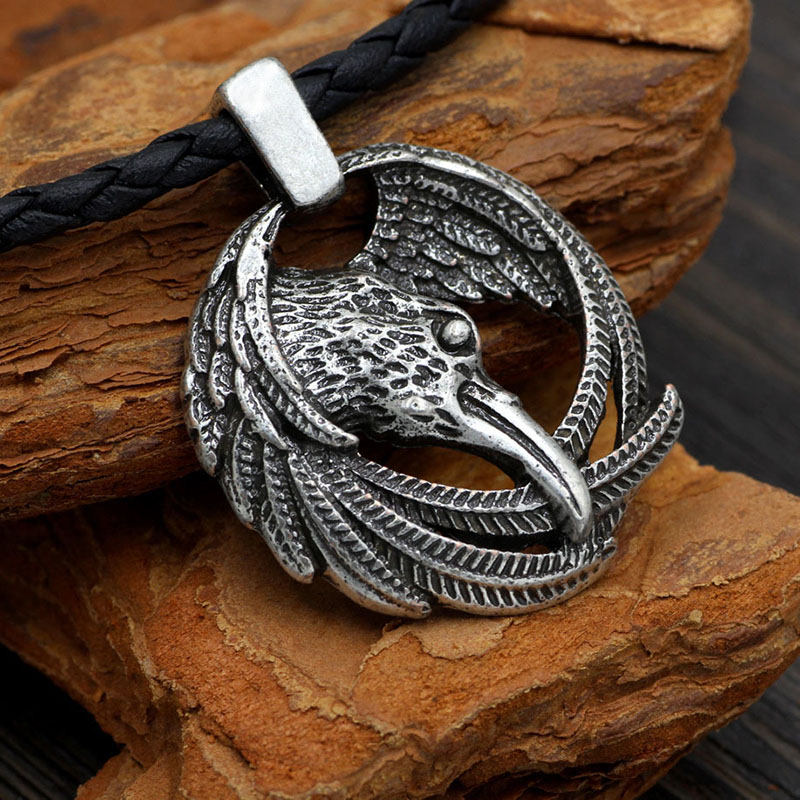 Wholesale Jewelry Norwegian Odin God Pendant Nordic Pirate Viking Crow Necklace