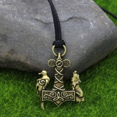 Wholesale Viking Thor Thor Hammer Odin Wolf Head Pendant Raven Necklace