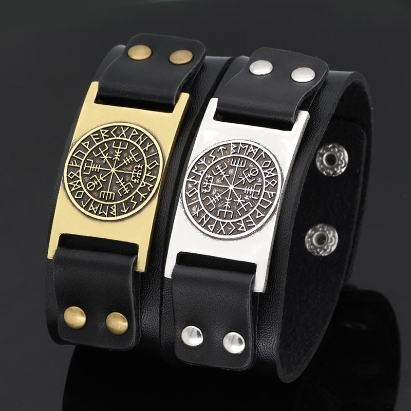 Wholesale Viking Odin Symbol Lunavin Nordic Cowhide Bracelet