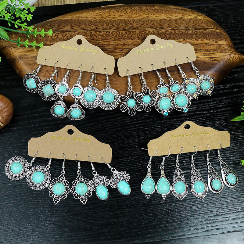 Bohemian Turquoise Ethnic Style Vintage Geometric Earrings Supplier