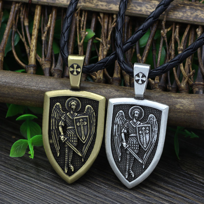 Wholesale Vintage Angel Shield Men's Cross Pendant