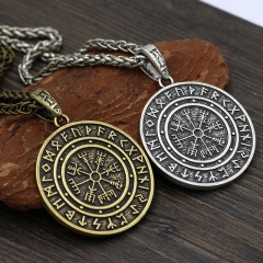 Wholesale Nordic Viking Odin Logo Compass Lunavin Vintage Necklace Pendant