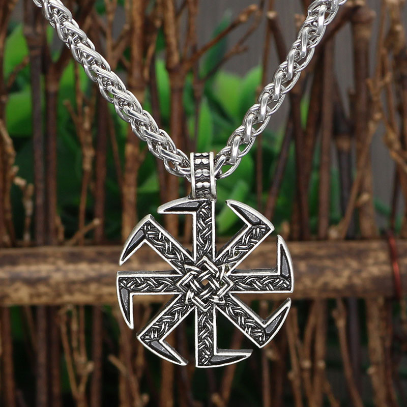 Wholesale Stainless Steel Chain Slavic Symbol Vintage Men's Pendant Necklace