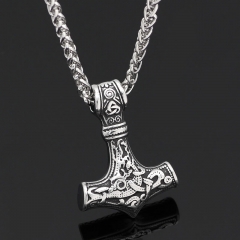 Wholesale Scandinavian Viking Guardian Totem Hammer Titanium Steel Necklace Pendant