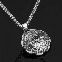 Wholesale Viking Pirate Odin Logo Titanium Steel Pendant Necklace