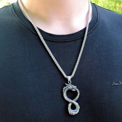 Wholesale Scandinavian Alloy Ring Dragon Pendant Vintage Men's Necklace