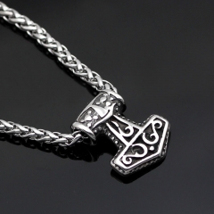 Wholesale Stainless Steel With Chain Viking Odin Hammer Necklace