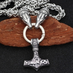Wholesale Stainless Steel Viking Bear Head Handmade Chain Pendant Necklace