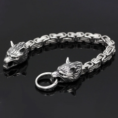 Wholesale Titanium Steel Thick 6.2mm Handmade Chain Stainless Steel Viking Wolf Bracelet