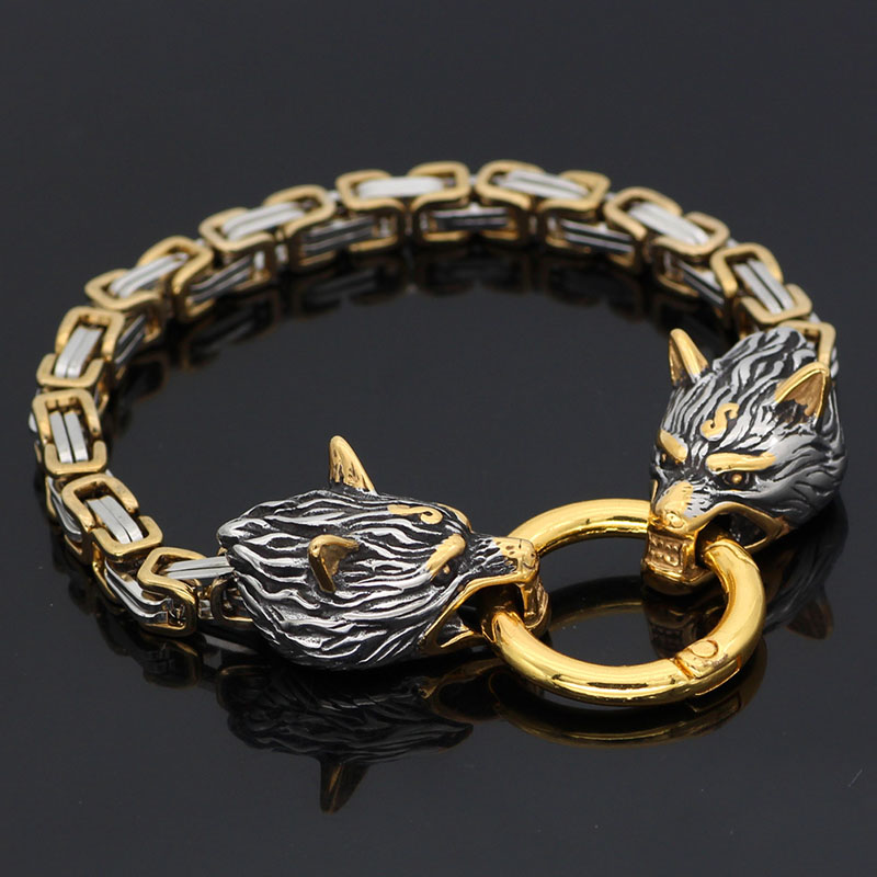 Wholesale Scandinavian Wolf Head Emperor Chain 8mm Dominating Bracelet