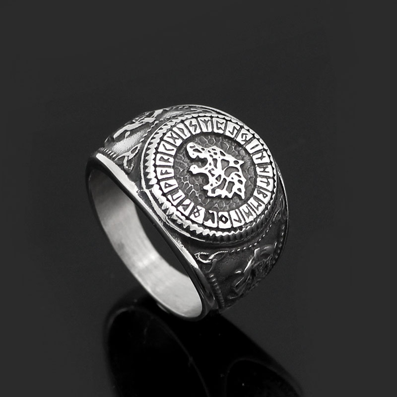 Wholesale Scandinavian Viking Rune Celtic Wolf Titanium Steel Ring