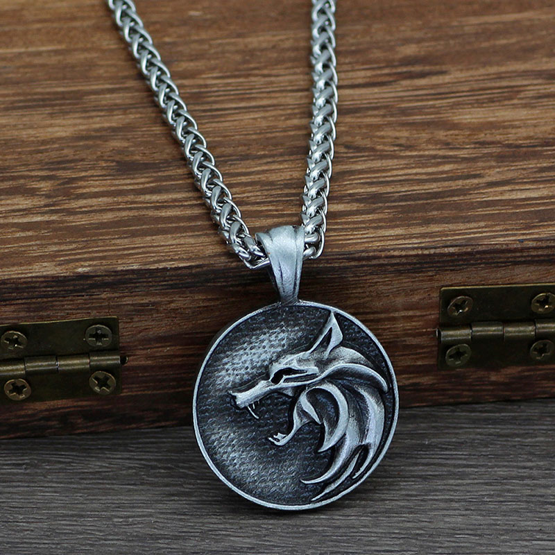 Wholesale Lone Wolf Pendant Punk Pop Vintage Men's Necklace