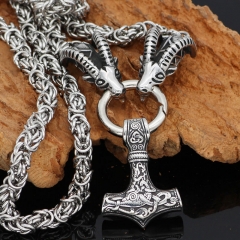 Wholesale Nordic Vintage Necklace Viking Sheep Head Stainless Steel Pendant
