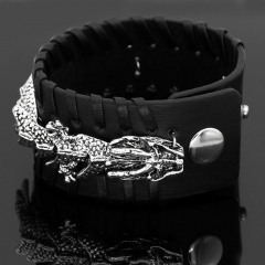Wholesale Viking Celtic Dragon Leather Wrapped Wire Buster Bracelet