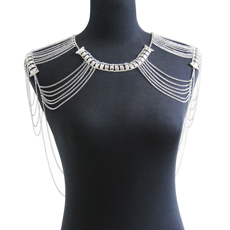 Personalized Exaggerated Heavy Metal Texture Tassel Double Shoulder Chain Body Chain Supplier