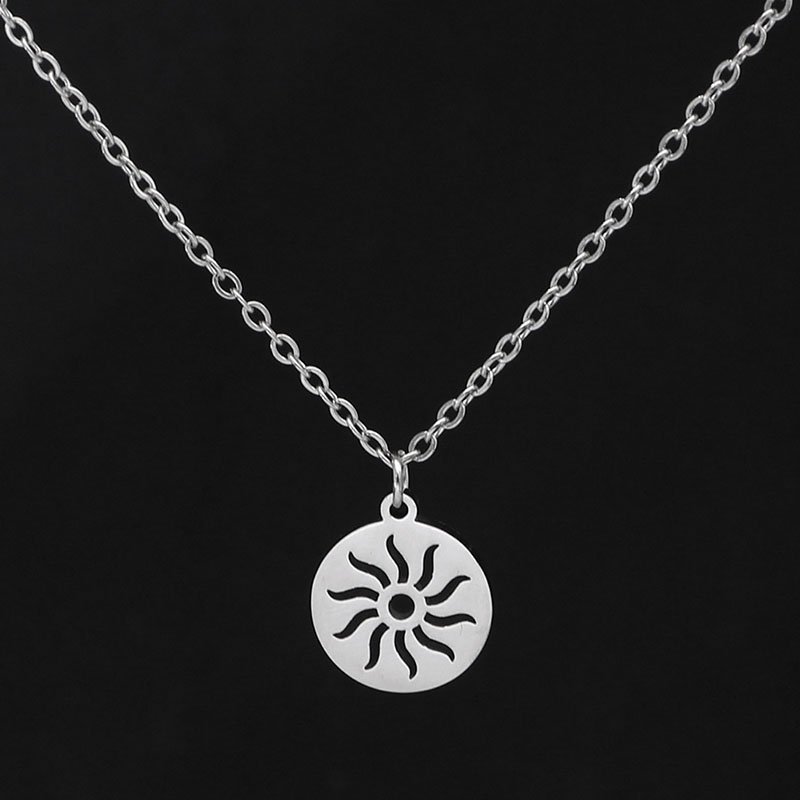 Wholesale Stainless Steel Chain Sunflower Vintage Men's Pendant Necklace Plain Chain