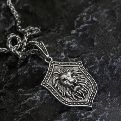Wholesale Lion Head Pendant Oxidized Necklace