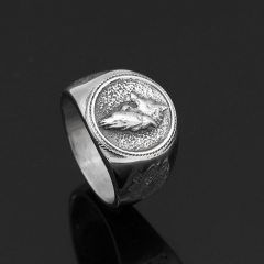 Wholesale Stainless Steel Nordic Odin Symbol Celtic Wolf Titanium Steel Ring