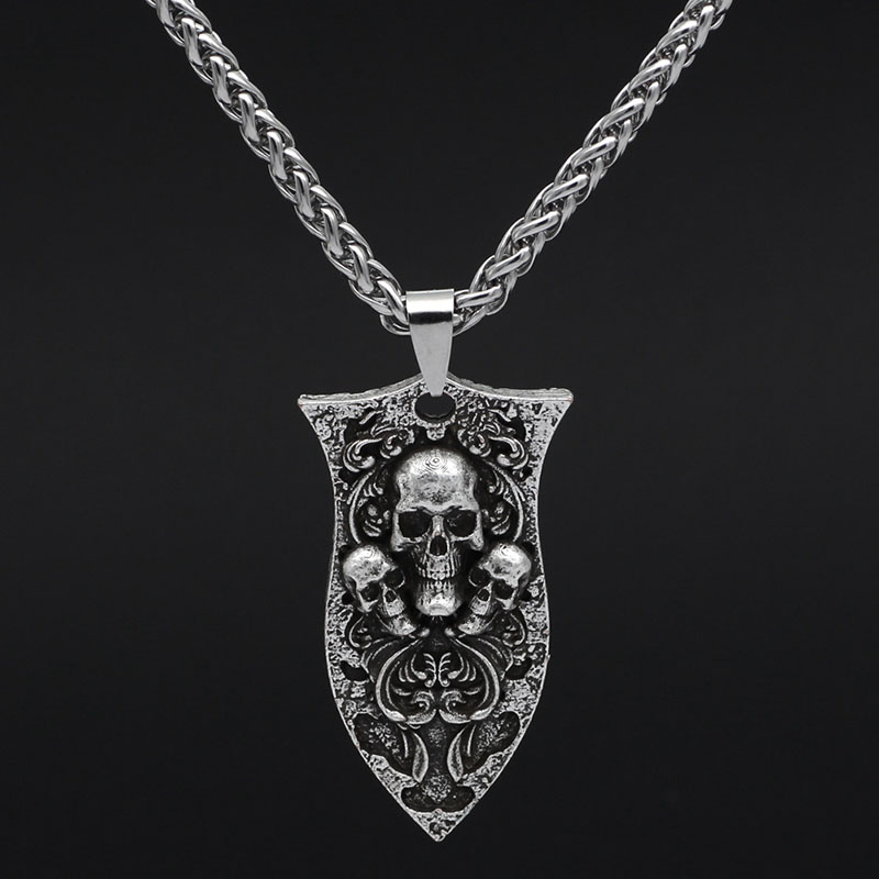 Wholesale Gothic Skull Pendant Dark Domineering Alloy Necklace