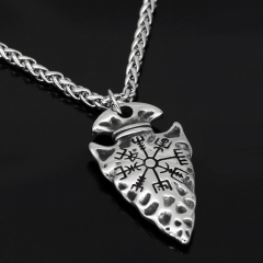 Wholesale Stainless Steel Triangle Shield Compass Compass Pendant Rune Necklace