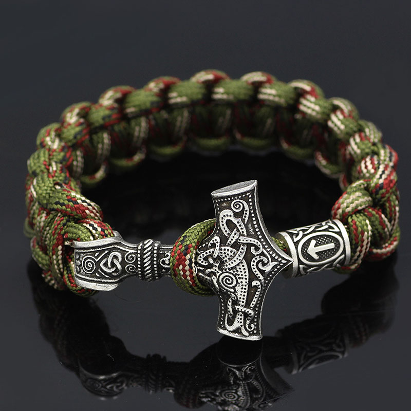 Wholesale Fashion Viking Hammer Camouflage Preparation Bracelet