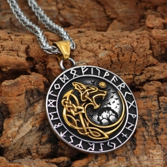 Wholesale Nordic Viking Wolf Head Rune Pendant Necklace