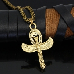 Wholesale Personalized Winged Goddess Necklace Ancient Egyptian Horus Ankh Pendant