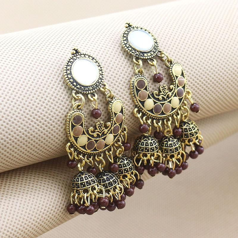 Middle East Vintage Oil Drip Colorful Tassel Long Earrings Bells Birdcage Supplier