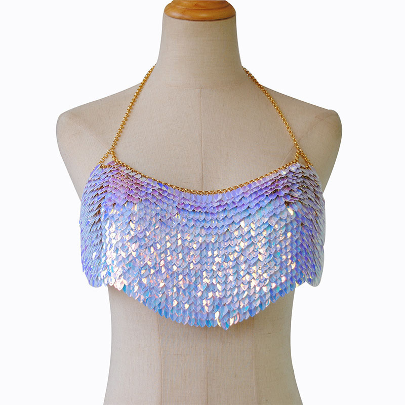 Sexy Nightclub Glowing Colored Leaves Halter Undershirt Wrapped Body Chain Supplier