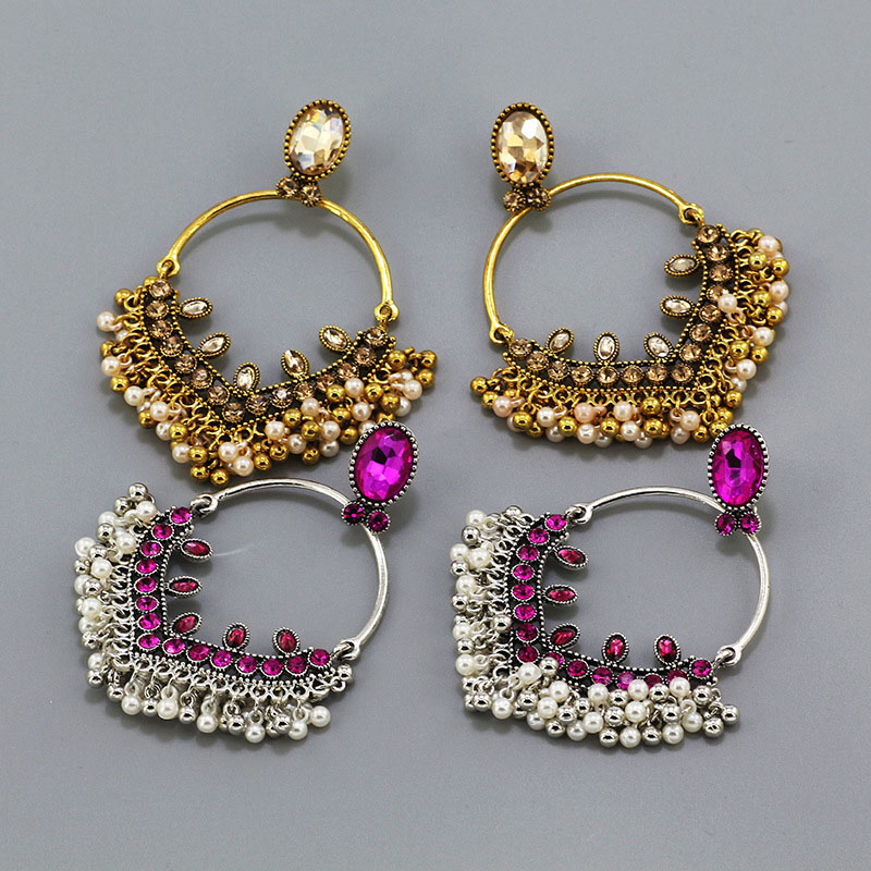 Doing Old Personality Exaggerated Circle Vintage Fashion Pearl And Diamond Earrings Manufacturer