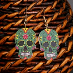 Wholesale Halloween Hip Hop Skull Acrylic Plate Couple Punk Fear Earrings